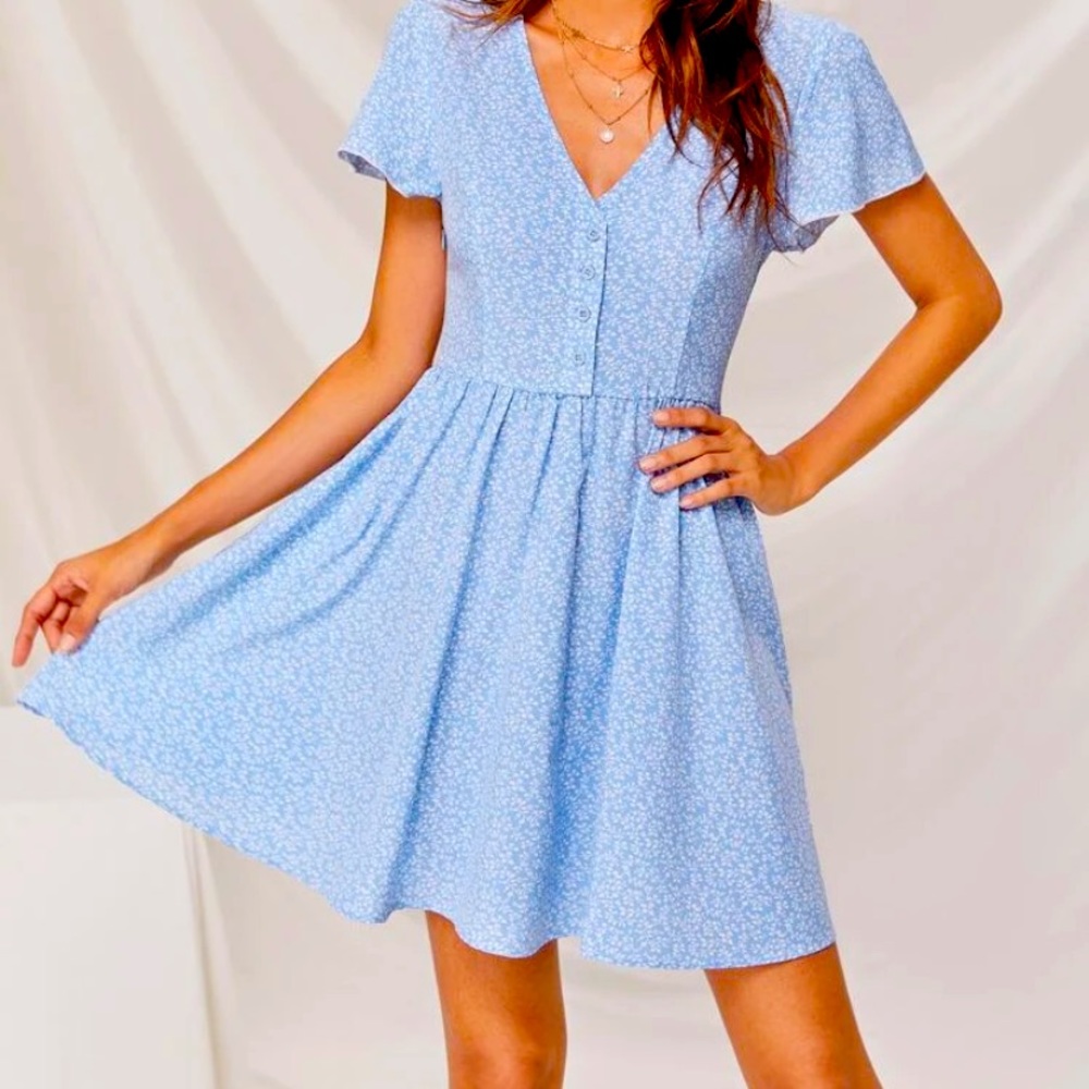Blue floral dress